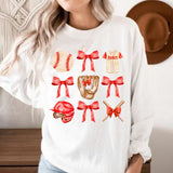 Baseball Red Bow Tee, Baseball Sister Shirts, Baseball Fan Shirt, Girls Baseball Tee, Coquette Baseball Shirt, Full Sizes, Full Colors, Cotton Round N