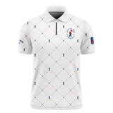 Argyle Pattern With Cup 124th U.S. Open Pinehurst Callaway Zipper Polo Shirt Style Classic Zipper Po