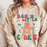 Cozy Holiday Maternity Wear - Baking a Little Cookie Pregnancy Announcement Sweatshirt for Women - Fabric, Cotton