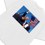 Donald Trump Fist Pump Shots Survivior President 2024 Victory Custom Graphic T-Shirt Crewneck Cotton Streetwear Style001