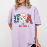 1776 America 4th of July Shirt, USA Floral Flowers Shirt, Comfort Shirt for Women, Retro America Shirt, 1776 Shirt, Comfort Oversized Tshirt, Independence Day Shirt for Her, Him, American Flag Tee, Fourth of July Shirt T-Shirt, July 4th Shirt, Women Top