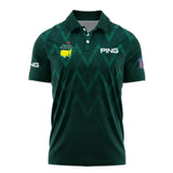 Abstract Dark Green Zigzag Background Masters Tournament Ping Polo Shirt Style Classic Polo Shirt Fo