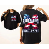 Custom Year Est.1975 Flag Gen X 2 Side T-shirt, Gen X Shirt, Generation 1965-1980 Shirt
