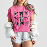 Coquette Checkered Black Bow Shirt, Black Bows Coquette Shirt, Gift for Her, Gift for Mom, T-Shirt for Women, Coquette Bows Checkered T-Shirt, Black B