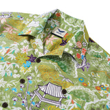 Men's Hawaiian Shirt Short Sleeve Camp Collar 100% Cotton Aloha Enchanting Jade Wilderness