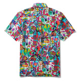 Yiume Corlorful Hawaiian Shirt 100% Cotton Men's Short Sleeve Button-down Aloha Shirt Happy Days By Este Macleod