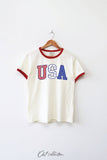 USA with Pattern Ringer Graphic Top