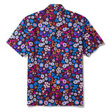 Men's Hawaiian Shirt Short Sleeve Camp Collar 100% Cotton Blue Aloha Enchanted Garden Leopard Print