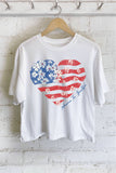 America Flag Flower Graphic Long Crop Top