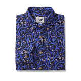 Men's Long Sleeve Hawaiian Shirt Midnight Garden Cotton Button-down Aloha Shirt Midnight Garden By Monika Forsberg