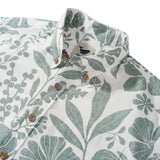 Menâ€™s Green Floral Hawaiian Shirt â€“ 100% Cotton Button-Down Short Sleeve Shirt