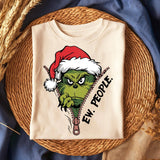 Grinchy Cartoon Retro Christmas Ew People Tshirt
