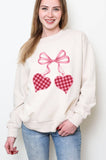 Plaid Bow Heart Sweet On You Graphic Brushed Sweatshirts