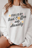 Fueled By Iced Coffee Smile Graphic Brushed Sweatshirts