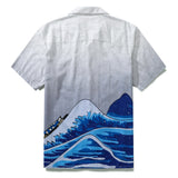 Wave Hawaiian Shirt For Men Japanese Aloha Shirt Cotton Short Sleeve Camp Shirt Japanese Ukiyo-e