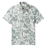 Menâ€™s Green Floral Hawaiian Shirt â€“ 100% Cotton Button-Down Short Sleeve Shirt