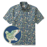 Men's Hawaiian Shirt Birds and Pomegranates Print Cotton Button-down Short Sleeve Aloha Shirt Birds And Pomegranates.