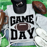 Black Chenille Game Day with Sequin Football Patch Sport Grey Crewneck Sweatshirt Unisex T-shirt, Sweatshirt, Hoodie, Long Sleeve Tee