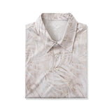 Men's Hawaiian Polo Shirt Short Sleeve 83% Recycled polyester 17% Spandex White Aloha Leaf Melody
