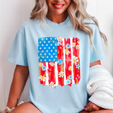 Floral Flag  USA July 4th Graphic Shirt | Comfort Color Unisex T-shirt, Sweatshirt, Hoodie, Long Sleeve Tee