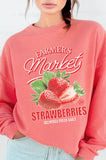 Farmers Market Strawberry Graphic Brushed Sweatshirts