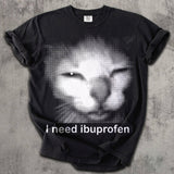 Ibuprofen Cat Graphic T-Shirt, Silly Kitten Meme Tee
