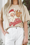 Santa and Rudolph Mineral Graphic Long Crop Top
