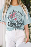 Country and Western Mineral Graphic Long Crop Top