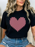 Knit Heart Graphic T Shirts