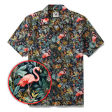 Hawaiian Shirt For Men Flamingo Haven Shirt Camp Collar 100% Cotton
