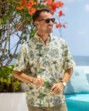 Men's Tropical Hawaiian Shirt 1990s Vintage Skull Shirt Short Sleeve Button-down Aloha Shirt