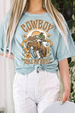 Cowboy Take Me Away Graphic Mineral Long Crop Top
