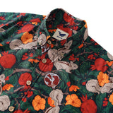 Men's Hawaiian Shirt Short Sleeve Button-down 100% Cotton Green Aloha Pomegranate Grove By Pallavi Chaudhary