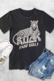 Leopard Rock and Roll Puff Graphic T-Shirts