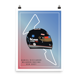 Daniel Ricciardo - Mclaren Racing - USA 2021 - Earnhardt Tribute Helmet Poster