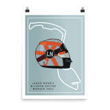 Lando Norris - Mclaren Racing - Monaco 2021 - Gulf Helmet Poster