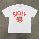 BLOOD ORANGE 'SICILY' BAGGY FADED WHITE TEE