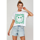 Lucky Smile Face Graphic Crop Top