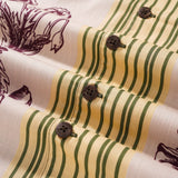 Men's Hawaiian Shirt Short Sleeve Camp Collar 100% Cotton Brown Aloha Nature in Stripes