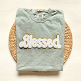 Comfort Colors Chenille Patch Blessed Shirt, Blessed Tee