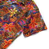 Men's Hawaiian Shirt Short Sleeve Camp Collar 100% Cotton Orange Aloha Joyful TIKI Tropical Celebration