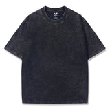 Hawaiian Tee For Men Crew Neck 100% Cotton Vintage Washed T-Shirt - Black