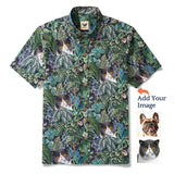 Customized Men's Hawaiian Shirt Short Sleeve Button-down 100% Cotton Green Aloha Jungle Whispers Customized Jungle Whispers