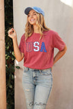 USA with Pattern Mineral Graphic Top