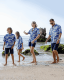 Children's Hawaiian Shirt Ocean Waves Japanese Ukiyo-e Print Cotton Button-down Short Sleeve Japanese Ukiyo-e Youth Shirt