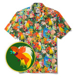 Birds of paradise  By Jasmine Blooms Designs 100% Cotton Men's Short Sleeve Camp Collar Shirt Yellow Aloha Hawaiian Birds Of Paradise By Jasmine Blooms Designs