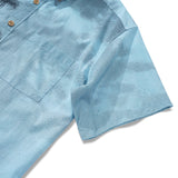 Men's Hawaiian Shirt Short Sleeve Button-down 100% Cotton Blue Aloha Ocean Crest