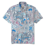 Men's Hawaiian Shirt Short Sleeve Button-down 100% Cotton Blue Aloha Cosmic Wonder