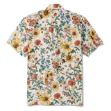 Men's Hawaiian Shirt Short Sleeve Button-down 100% Cotton Beige Aloha Floral Reverie