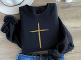 Christian Gold Cross Black Women's Graphic Sweatshirt